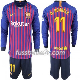 Fußballtrikots FC Barcelona O. Dembele 11 Kinder Heim Trikotsatz 2018-2019 Langarm